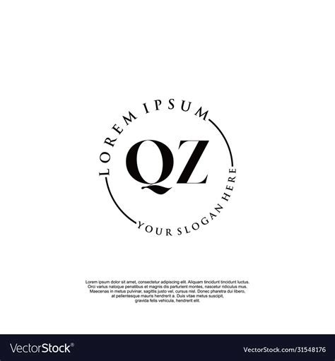 Qz Initial Handwriting Logo Design Royalty Free Vector Image