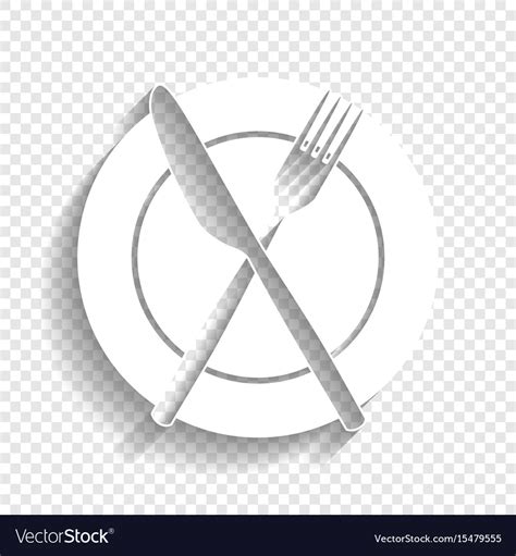 Fork Knife And Plate Sign White Icon Royalty Free Vector