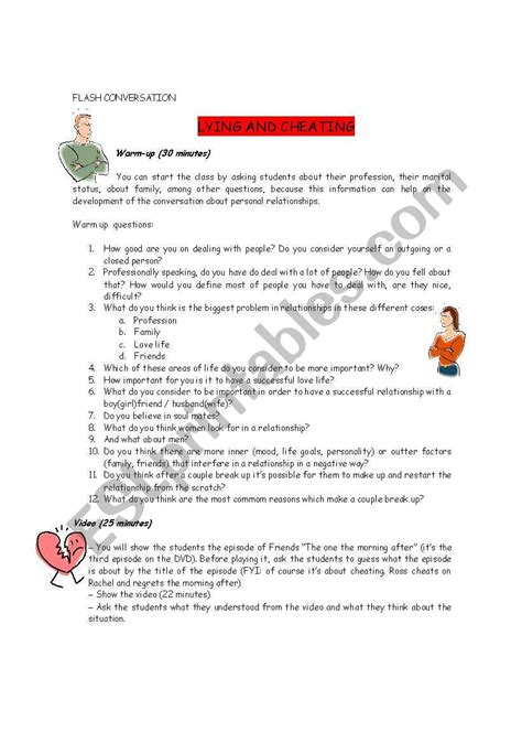 Lying And Cheating Esl Worksheet By Fcvargas