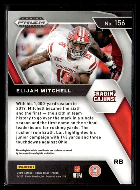 Panini Prizm Draft Picks Collegiate Elijah Mitchell Ebay