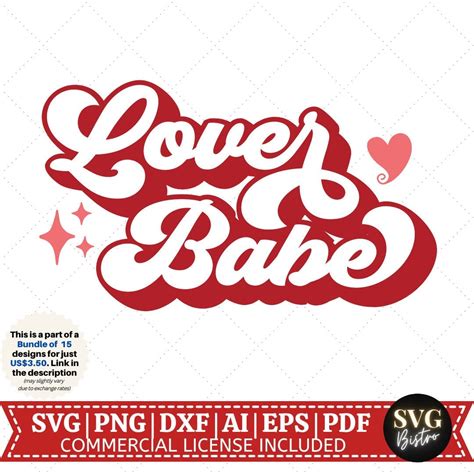 Lover Babe SVG Retro SVG Stacked Svg Valentine Quote SVG Retro Valentine Valentine