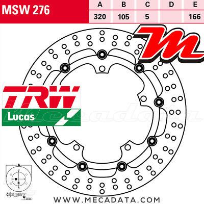 Disque De Frein Avant TRW Lucas MSW 276 Triumph 1050 Sprint GT ABS