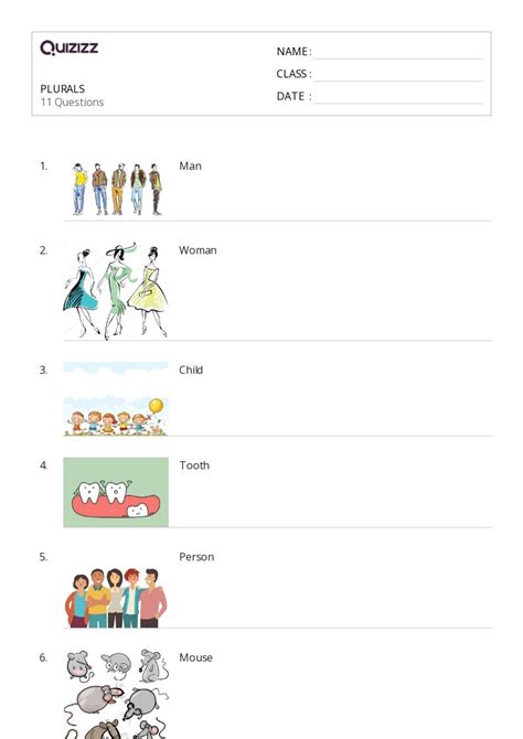 50 Plurals Worksheets On Quizizz Free And Printable