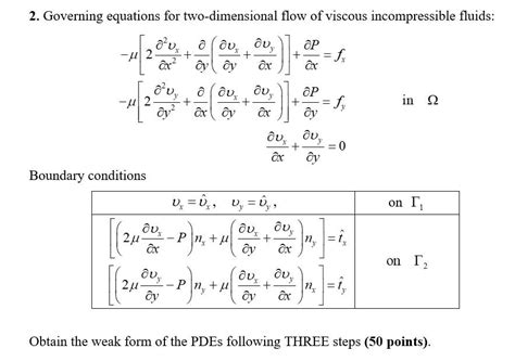 Solved 2 Governing Equations For Two Dimensional Flow Of Chegg