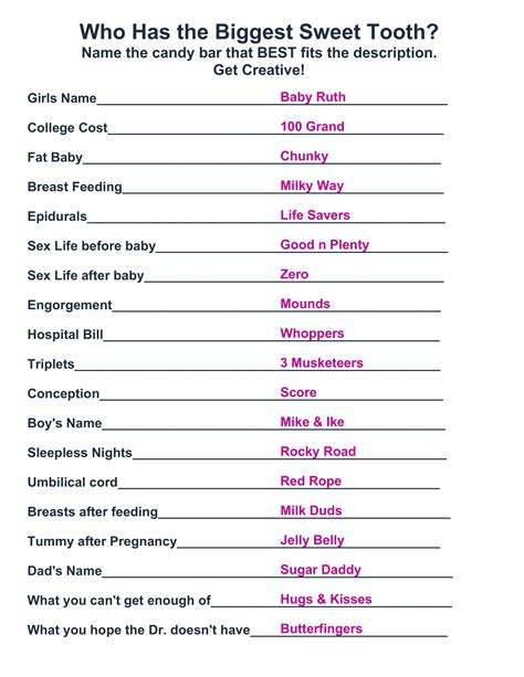 Baby Shower Games Printable Worksheets