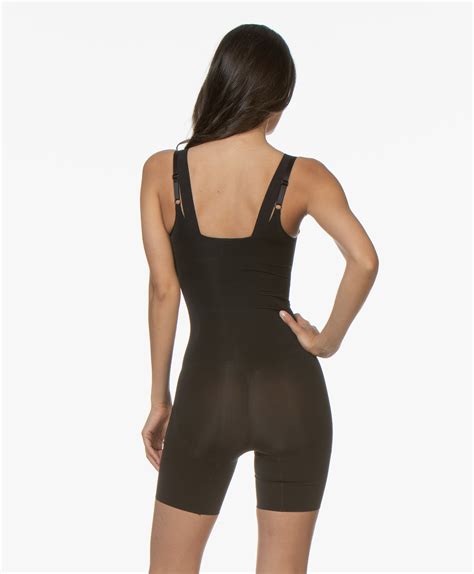 Spanx® Oncore Open Bust Mid Thigh Bodysuit Black 10130r 9999 Very