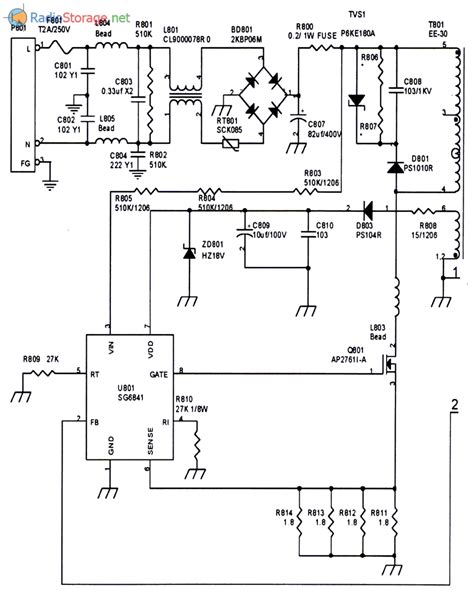 Схема блока питания ЖК-монитора Acer AL1916