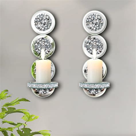 Amazon Zolapi Set Of Crystal Crush Diamond Candle Sconces