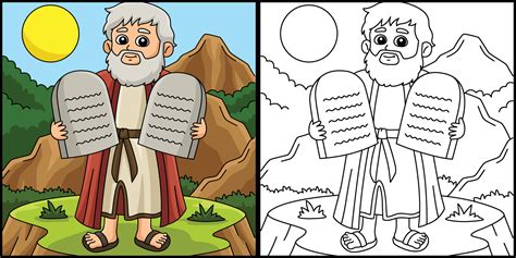 Moses with Tablet of Ten Commandments Illustration 34812303 Vector Art at Vecteezy