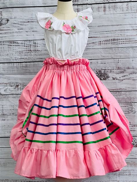 Girls Folk Skirt Mexican Traditional Handmade Skirt Etsy