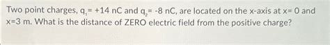 Solved Two Point Charges Q114nc ﻿and Q2 8nc ﻿are