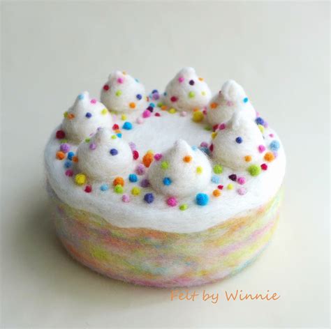 Needle Felted Rainbow Funfetti Vanilla Cake Felt Cake Needle Felting