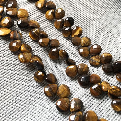 Natural Stone Faceted Water Drop Shape Loose Beads Tiger Eyestone