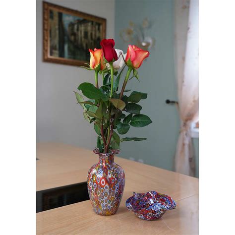 Murano Glass Vases Golden Quilt Millefiori Urn Vase