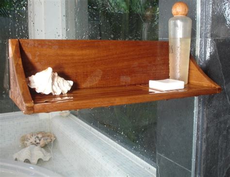 Solid Teak Shower Shelf- Suction Self Hanging