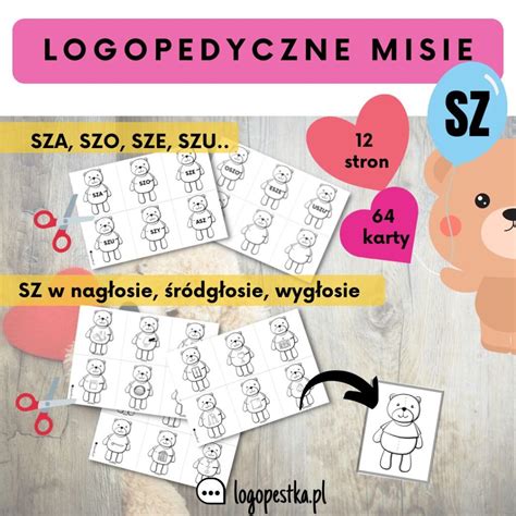 Pakiet Logopedyczne Misie Sz Ż Rz Cz DŻ R L 394 Karty Logopedia Logopestka Pl