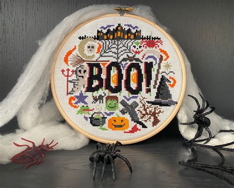 Halloween Cross Stitch Kit Halloween Boo Cross Stitch Etsy