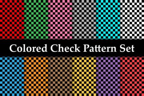 Colored Seamless Check Pattern Set Black Graphic By Cutepik Creative