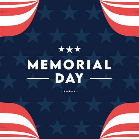 Memorial Day Social Media Template Vector Background With Ornate Stars