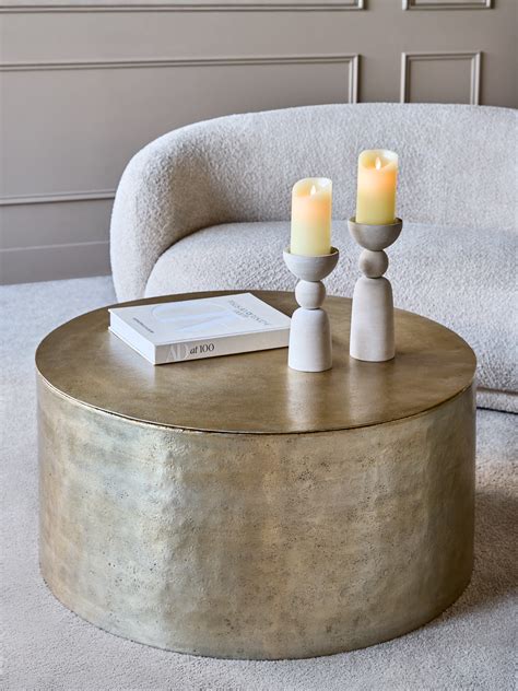 Zander Metal Drum Coffee Table With Storage 90cm - Libra
