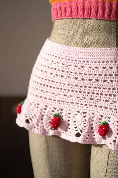 Strawberry Crochet Skirt Summer Pareo Dress Handmade Unique Etsy