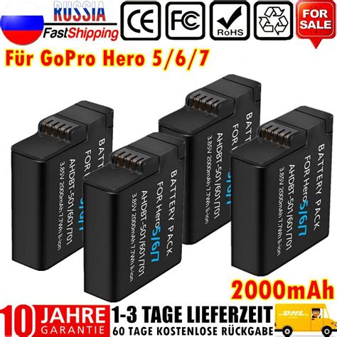 Bater A De 2000mAh Para C Mara GoPro Hero 5 6 7 AHDBT 501 701 801