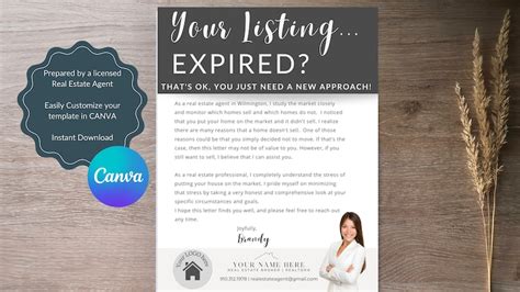 Expired Listing Letter Template Real Estate Modern Classy Elegant Etsy