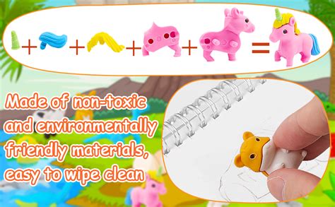 Zkptops 60pcs Animal Erasers Kids Desk Pets Animal Pencil