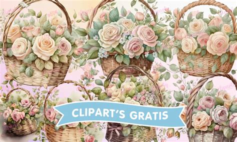 Cliparts Floral Canasta Amor Y Amistad Watercolor Cliparty