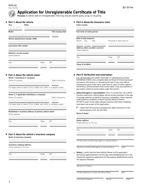 Form Mvr 4d Fill Out Sign Online And Download Fillable Pdf North Carolina Templateroller