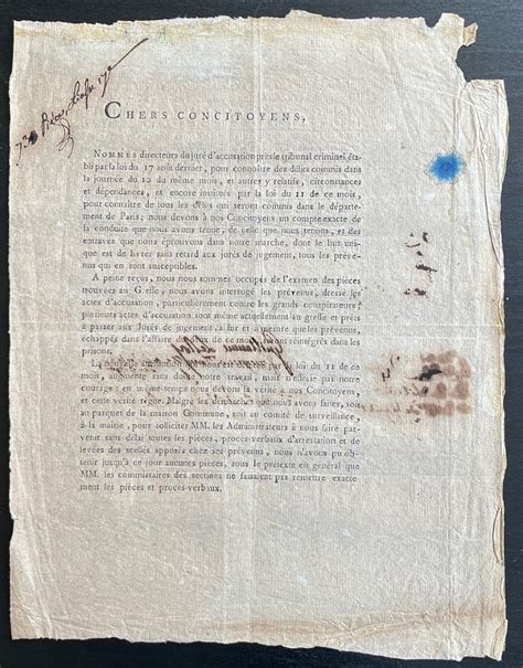 Proantic Antoine quentin Fouquier Tinville Document Signé Rév