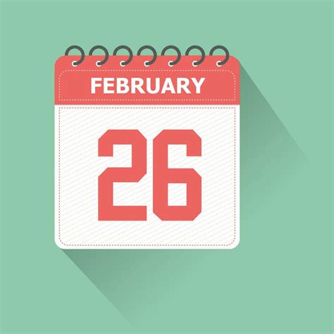 February 26 Calendar Daily Icon, Date, Month 26126208 Vector Art at ...