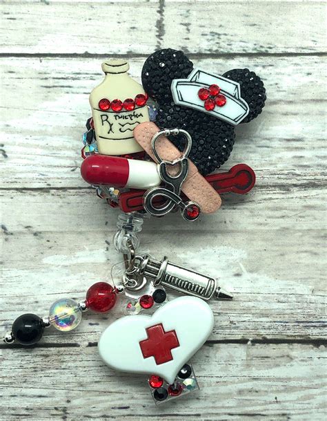 Minnie Mouse Nurse Name Badge Holder Badge Reel Etsy Minnie Mouse