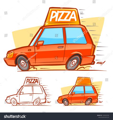 Pizza Delivery Car Side View Cartoon Stock Vector (Royalty Free ...