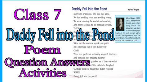 Class 7 Daddy Fell Into The Pond Poem Question Answers