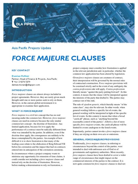 force majeure clauses  common law legal ethics