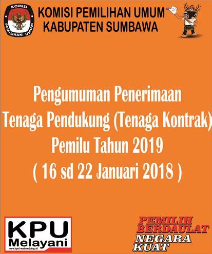 PENGUMUMAN PENERIMAAN TENAGA TEKNIS TENAGA PENDUKUNG PEMILU TAHUN 2019