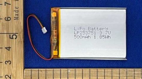 UN 38 3 CE MSDS Certified Lithium Polymer Battery LP253751 500mAh 3 7V