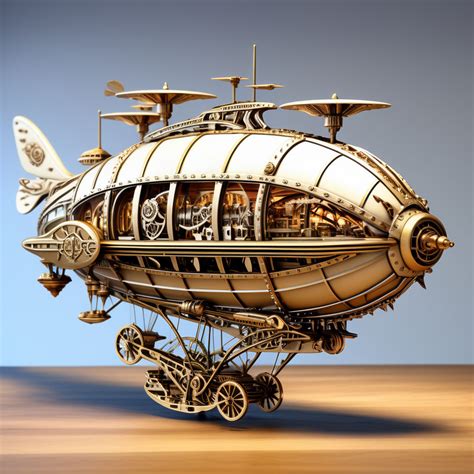 Hyper-realistic mechanical model of steampunk airship with c... by ...