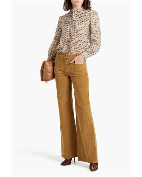 Nili Lotan Carina Pussy Bow Printed Silk Chiffon Blouse In Natural Lyst