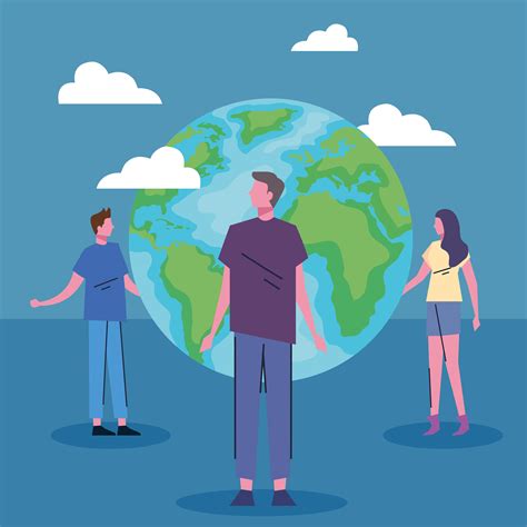 ecologists with earth planet 4212115 Vector Art at Vecteezy