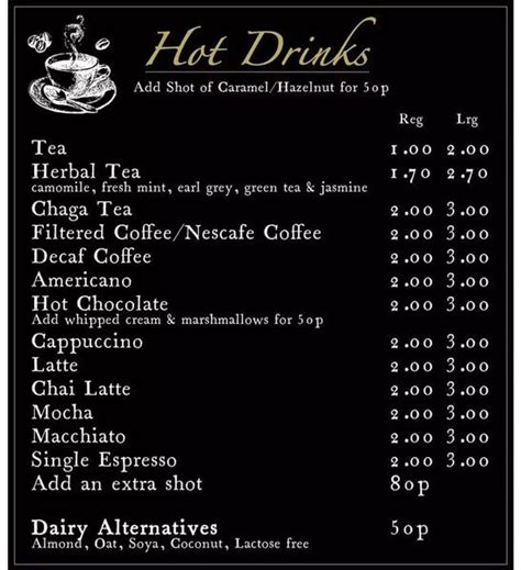 Hot Drinks Menu Atelier Yuwaciaojp