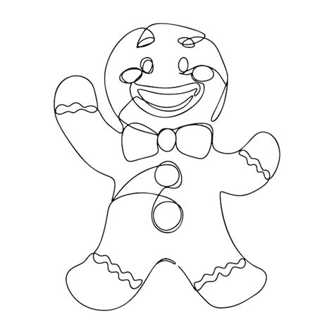 Premium Vector One Line Gift Gingerbread Cookie Continuous Line Drawing