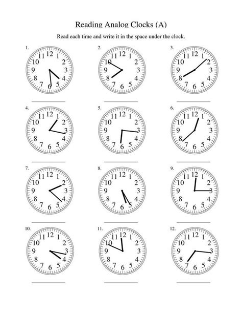 Free Printable Clock Worksheets