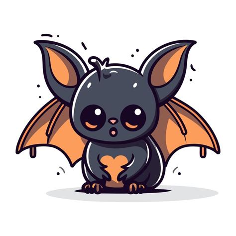 Симпатичная мультяшная летучая мышь. Векторная иллюстрация на белом ...