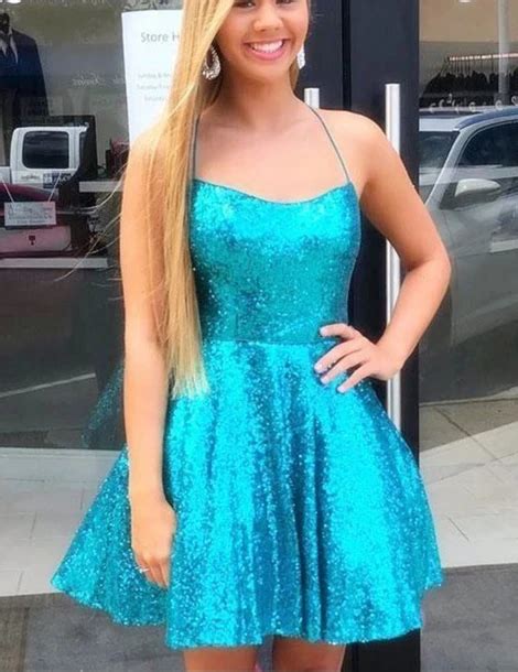 Sparkle Blue Hoco Party Dresses Fashion Semi Formal Gowns P3278