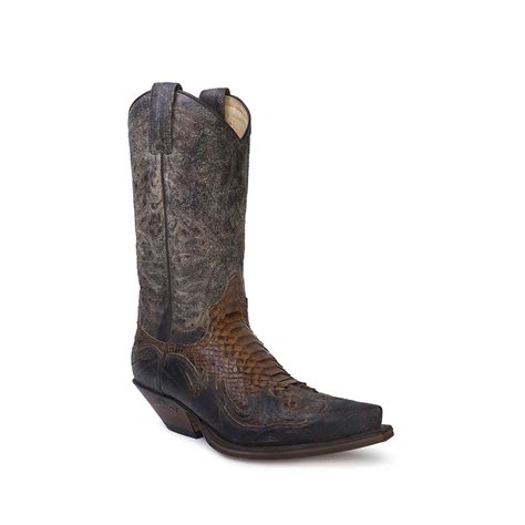 Botas Sendra 3241 Cuervo Western para hombre piel envejecida y pitón