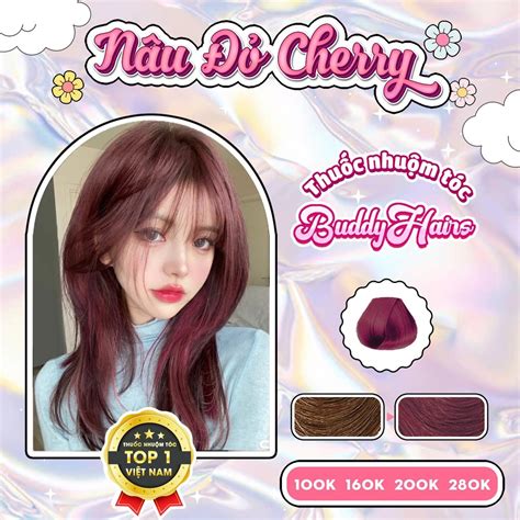 Thuốc Nhuộm Tóc Màu NÂu ĐỎ Cherry Strawberry Thuốc Nhuộm Tóc Không Cần