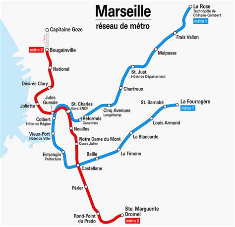 Métro :plan du métro de Marseille, France