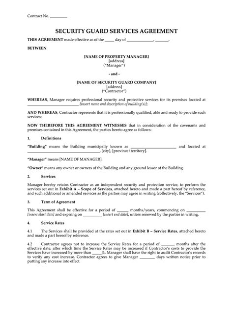 Security Contract Template Fill Online Printable Fillable Blank